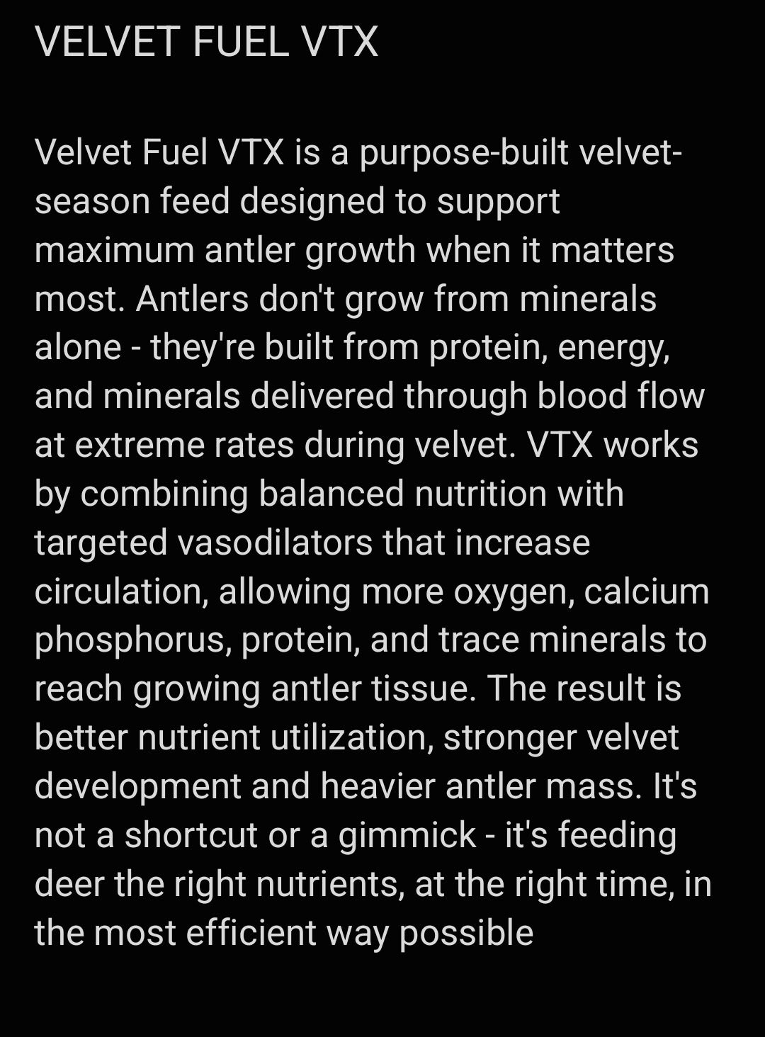 GB2 Outdoors Velvet Fuel VTX feed 50lb bag with Tick Guard (Discounts for pallet quantities)