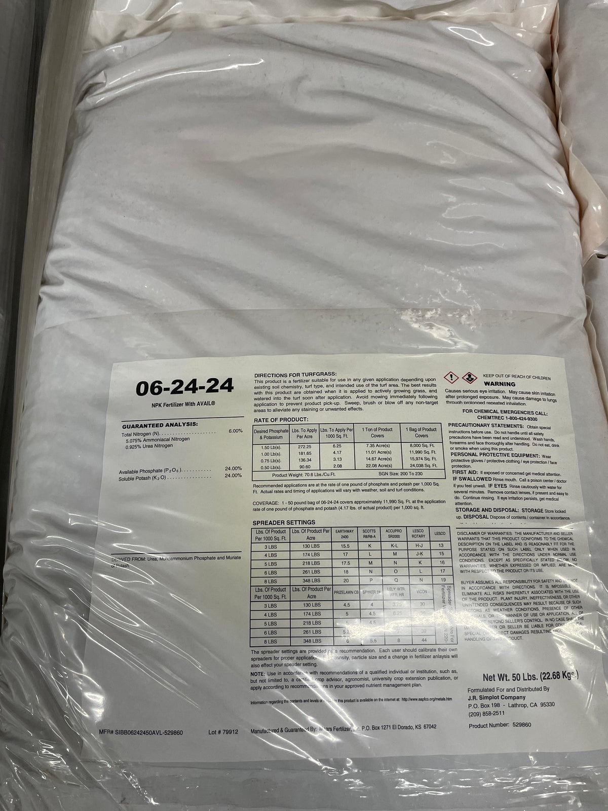 Fertilizer 50 lb bag 6-24-24