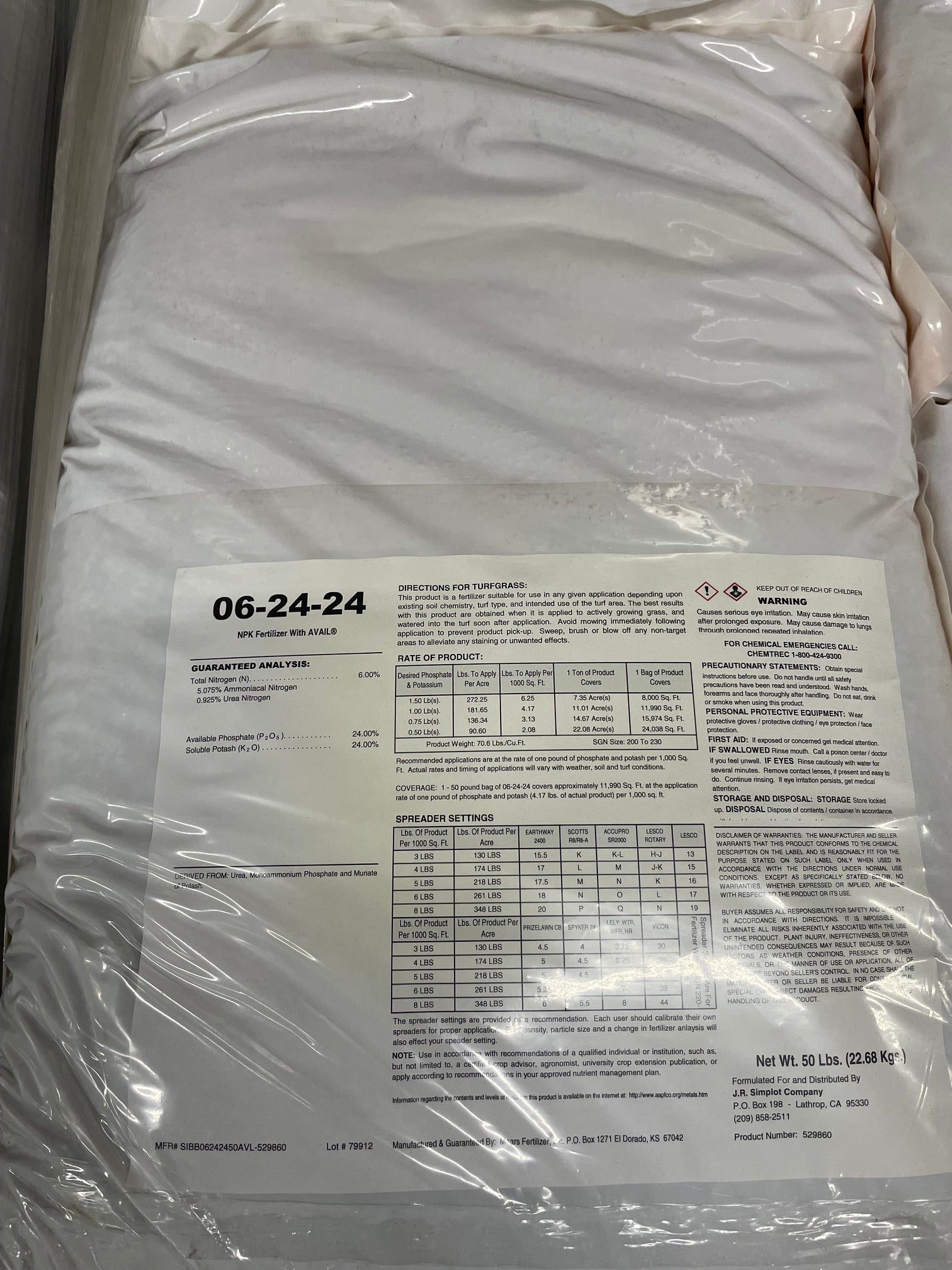 Fertilizer 50 lb bag 6-24-24
