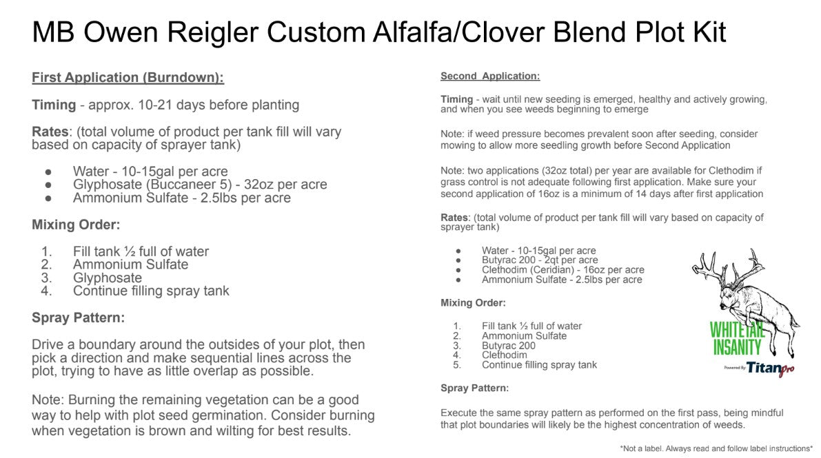 Owen Reigler&#39;s custom Alfalfa/ Clover Mix 15 Lb