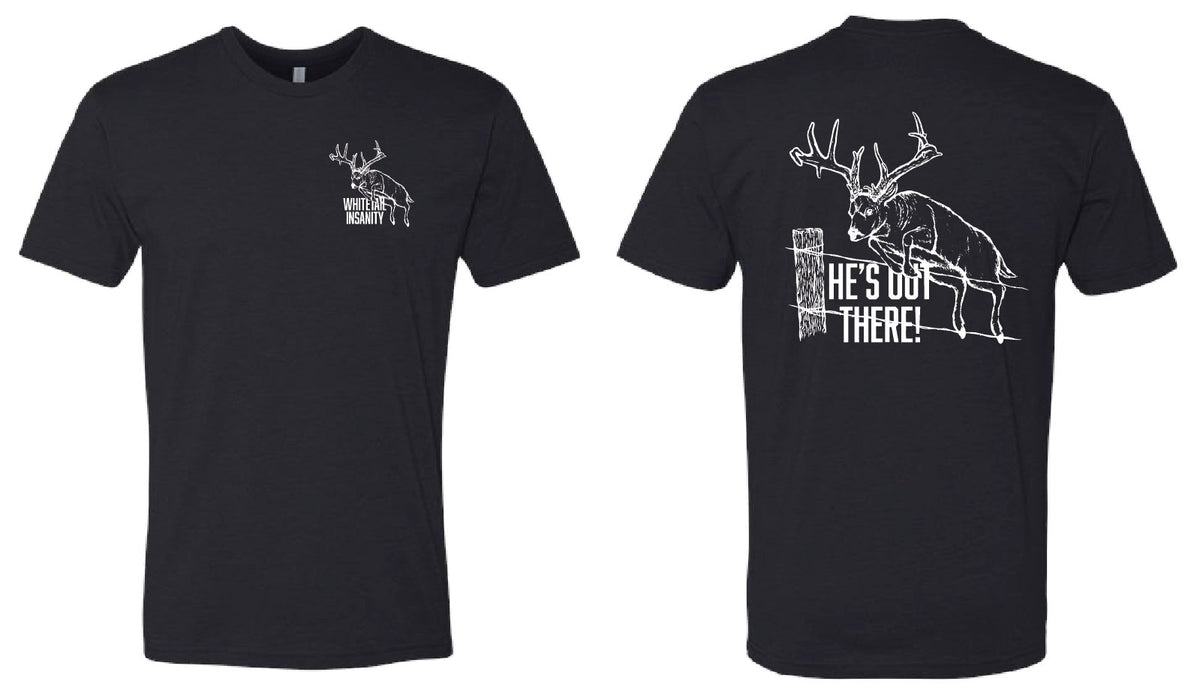 Whitetail Insanity Next Level 60/40 Black Tee w/white lettering