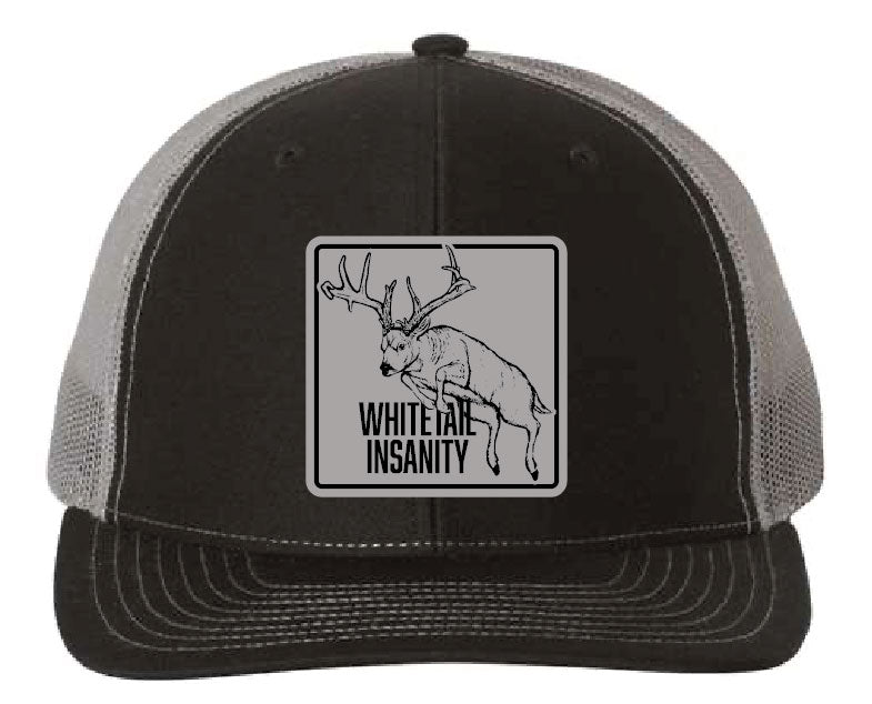 Whitetail Insanity Hat w/Patch Grey and Black