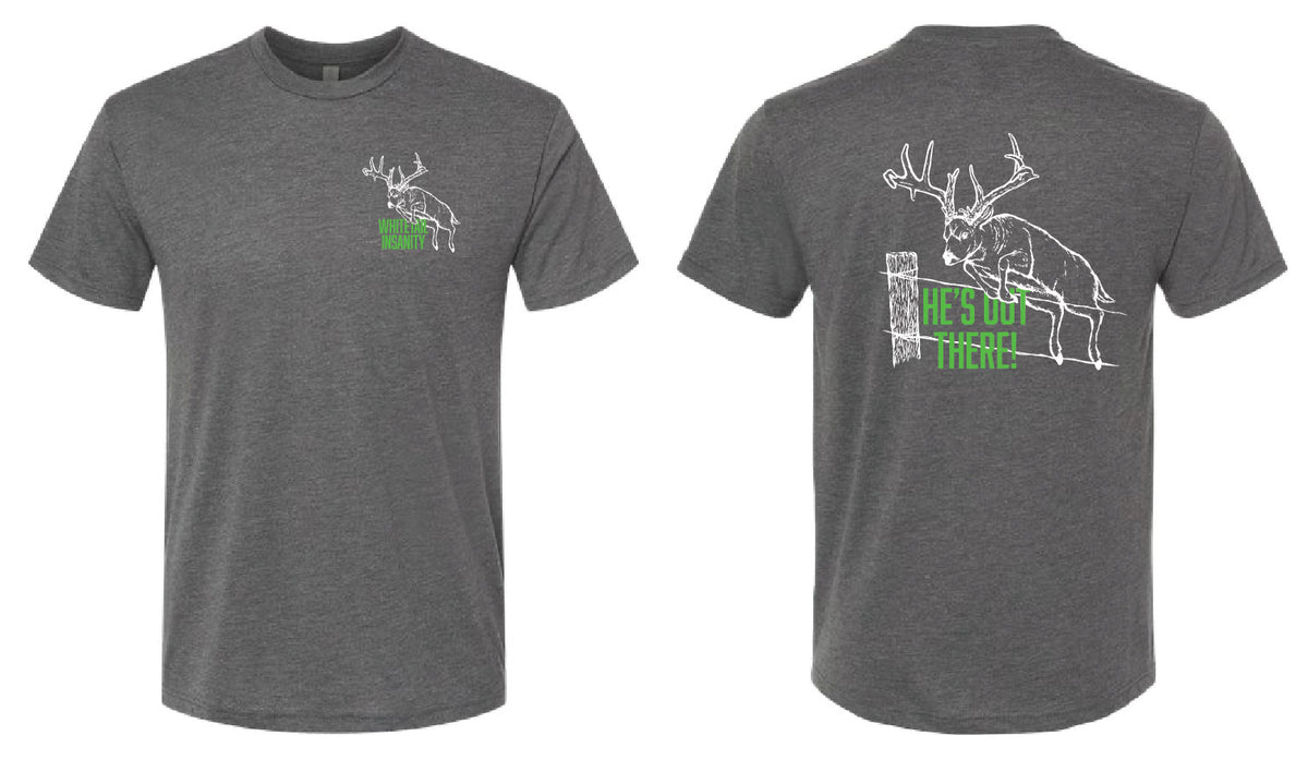Whitetail Insanity Tri-Blend Tee Ultimate Comfort Vintage Heavy Metal Grey