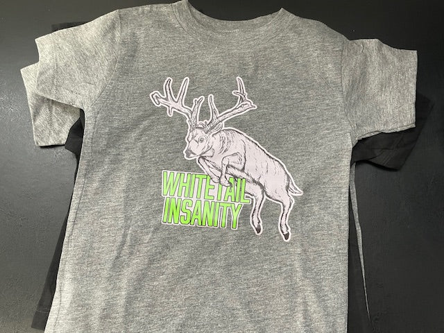 Whitetail Insanity Toddler Tee Grey W/ Logo On The Front Only Size 2T