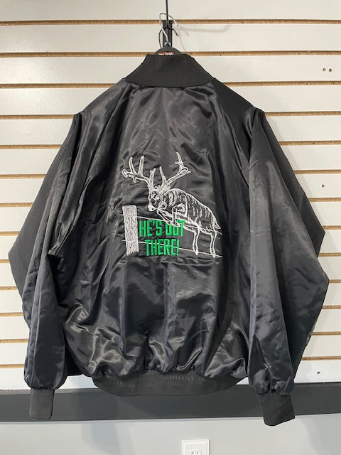 Whitetail Insanity Black Satin Lightweight Jacket W/ Embroidered Logo Front &amp; Back(In-Stock after March 25th)