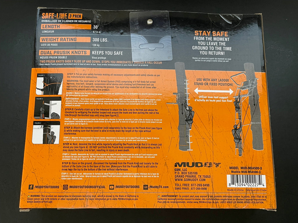 Muddy Safe-Line 30' Braided Nylon (3 pack)