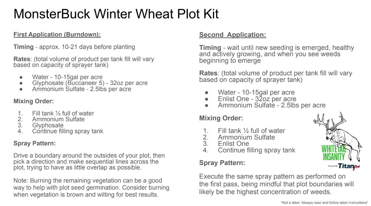 Winter Wheat Kit for 10 acres (Call 515-468-7088) Kit includes seed, herbicides & AMS