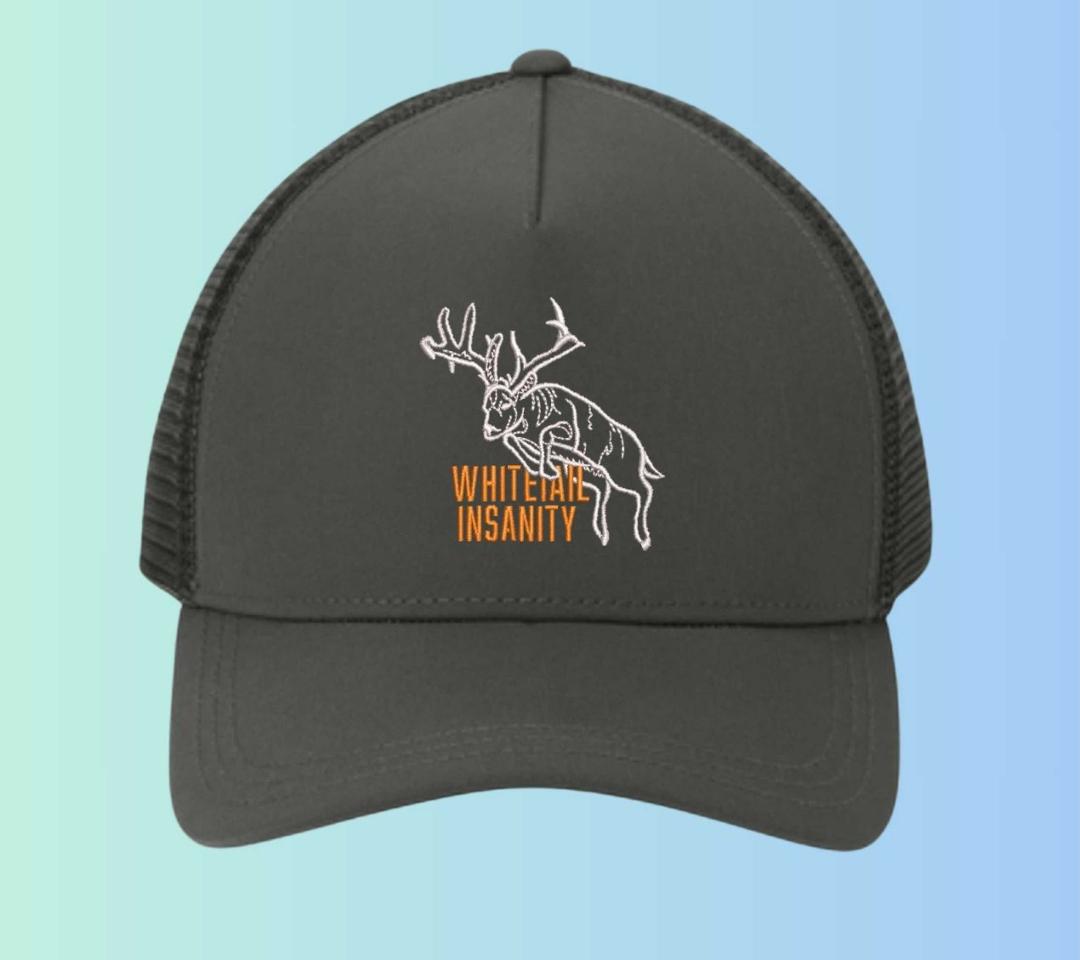 Whitetail Insanity Ogio Trucker Hat Snap Adjustment Charcoal/Black Color